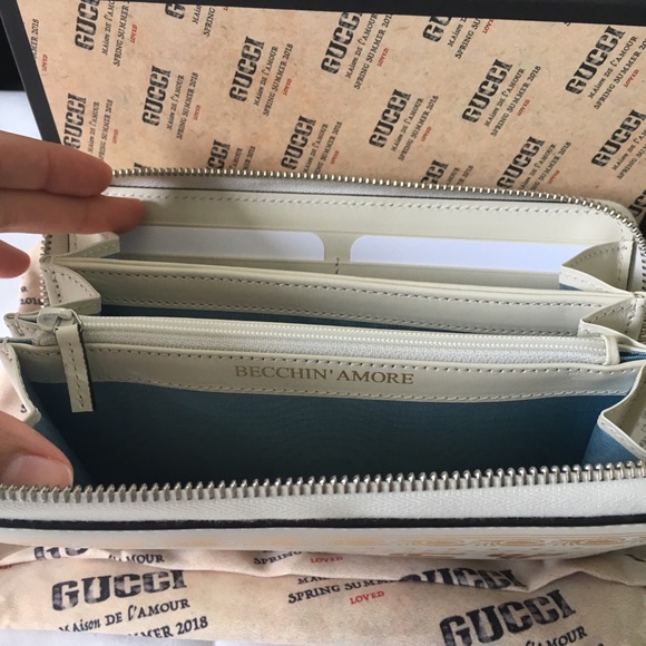 GUCCI Guccy Sega Moon & Stars Leather Zip Wallet - Picture 4 of 8